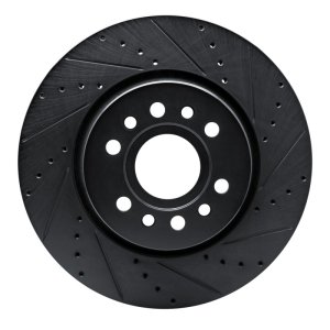 Jeep Wagoneer L Brake Rotor (1) - Front Right - R1 Concepts - Drilled & Slotted - Black - `21-`25